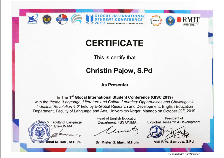 As Presenter in The 1st Global International Student Conference