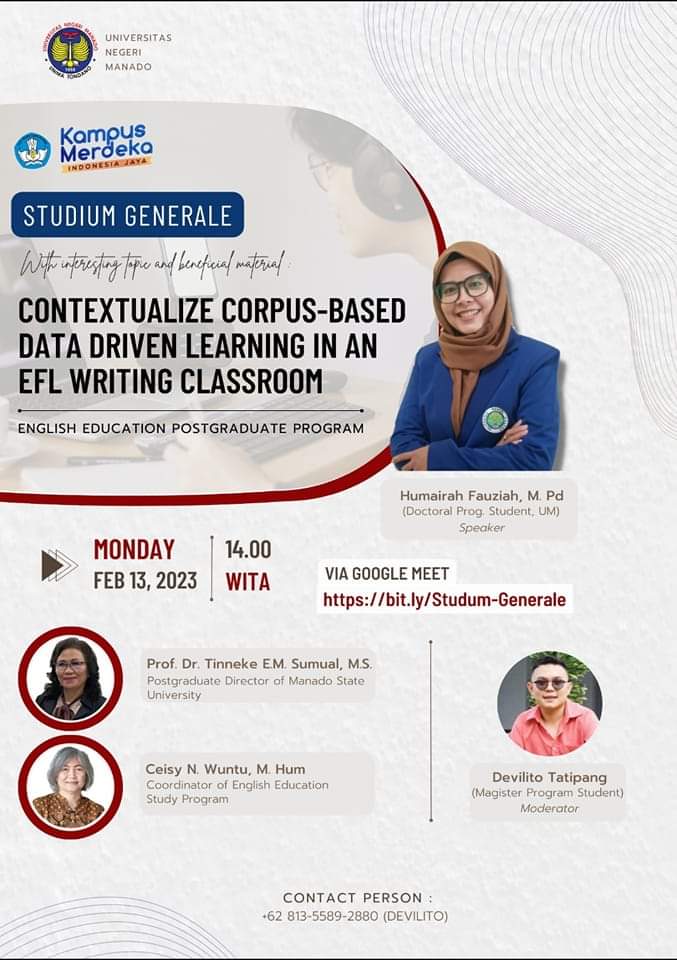 Studium Generale: Comtextualize Corpus-Based Data Driven Learning in an EFl Writing Classroom